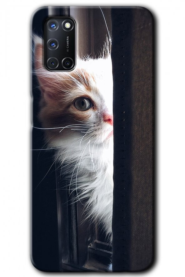 Oppo A52 Kılıf HD Desen Baskılı Arka Kapak - Kedi Bakışı