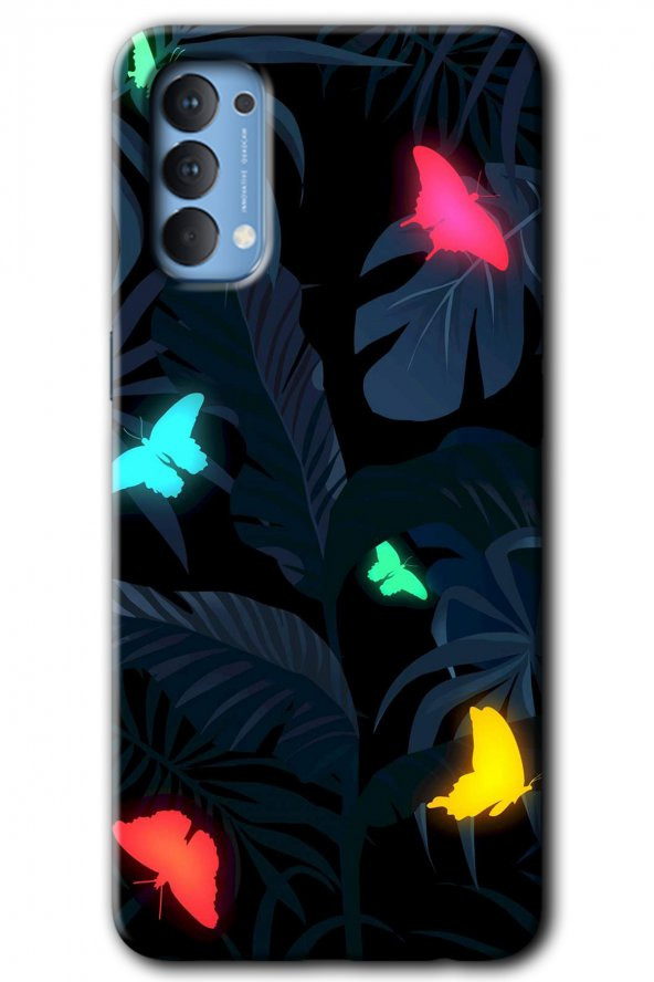 Oppo Reno 4 Kılıf HD Desen Baskılı Arka Kapak - Lighter Butterfly - 1