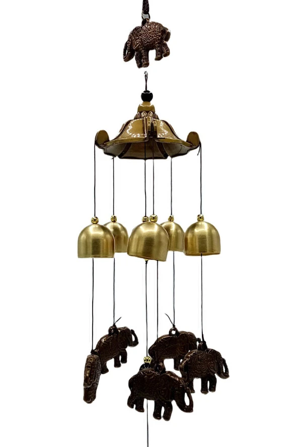 Feng Shui Metal Rüzgar Çanı Şans Bereket Filleri No.2 - 7