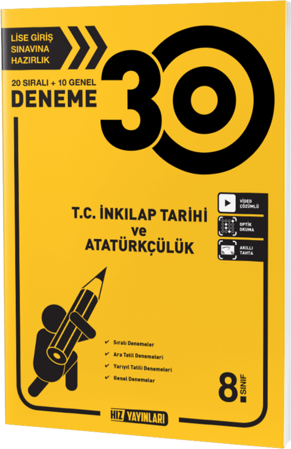 Hız Yayınları 8. SINIF T.C. İNKILAP TARİHİ VE ATATÜRKÇLÜK DENEME 30 LU