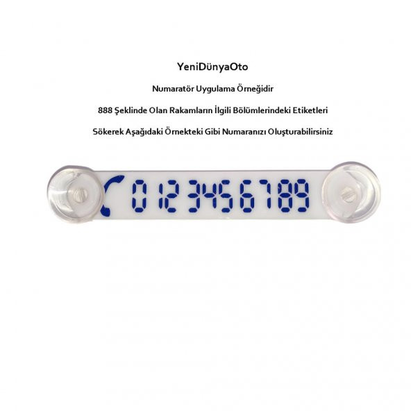 Beyaz-Mavi Araç Park Telefon Numaratörü -5 ADET- Tel No Gösterici Numaratik YDNMR516 - 2
