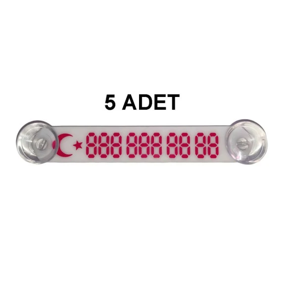 Beyaz-Kırmızı Araç Park Telefon Numaratörü -5 ADET- Tel No Gösterici Numaratik YDNMR513