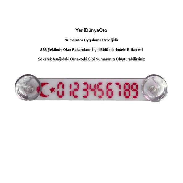 Beyaz-Kırmızı Araç Park Telefon Numaratörü -5 ADET- Tel No Gösterici Numaratik YDNMR513 - 2