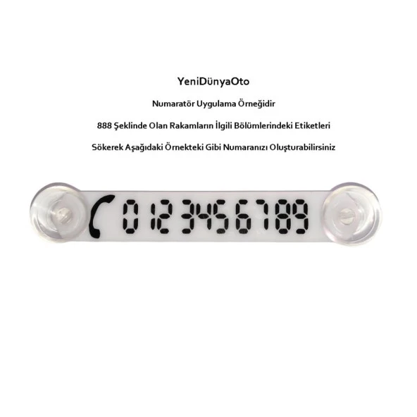 Beyaz-Siyah Araç Park Telefon Numaratörü -5 ADET- Tel No Gösterici Numaratik YDNMR514 - 2