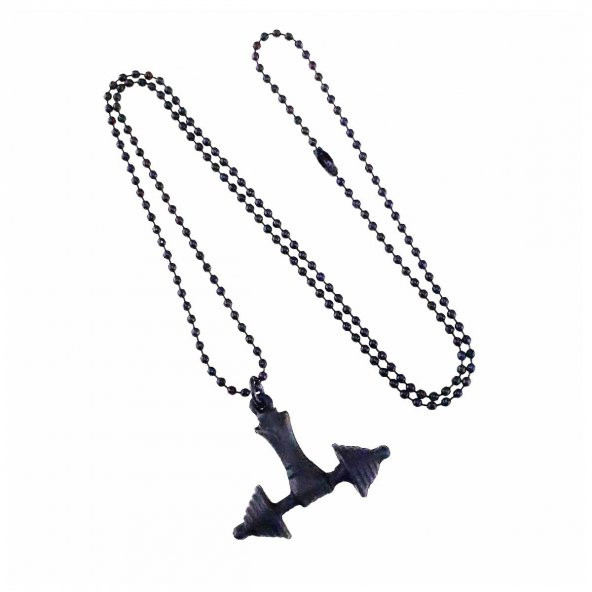 Siyah Renk Mat Dumbell Erkek Kolye