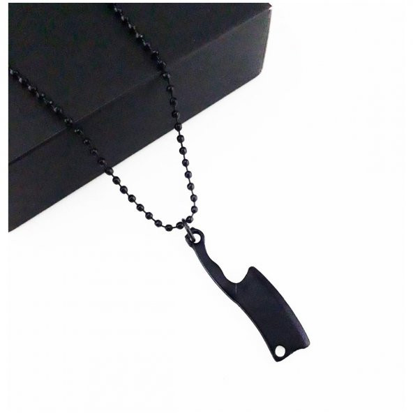 Siyah Satır Mat Erkek Kolye - 2