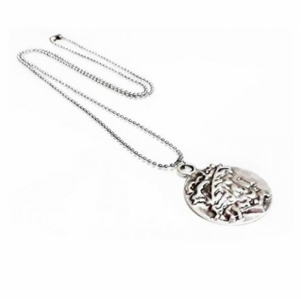 Gümüş Kaplama Top Zincir Antik Para Erkek Kolye - 3