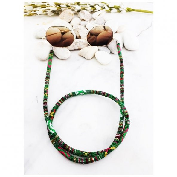 Yeşil Renk Retro Gözlük İpi