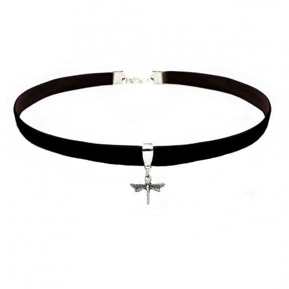 Siyah Renk Kadife Kadın Yusufcuk Choker Kolye - 3