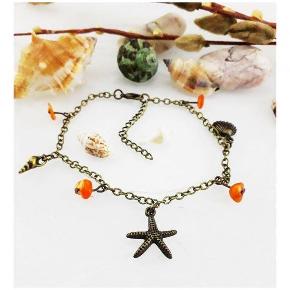 Sedef Taşlı Deniz Yıldızı & Deniz Kabuğu Kadın Halhal