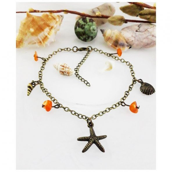 Sedef Taşlı Deniz Yıldızı & Deniz Kabuğu Kadın Halhal - 2