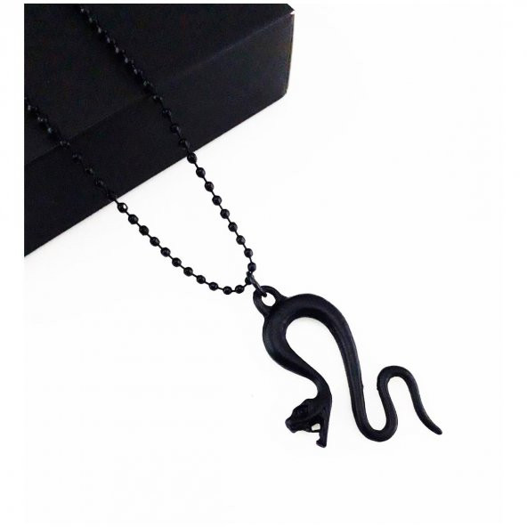 Mat Siyah Erkek Yılan Kolye