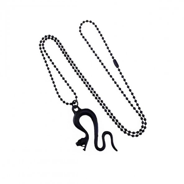 Mat Siyah Erkek Yılan Kolye - 2