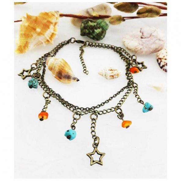 Turkuaz Doğal Taş Kadın Yıldız Halhal