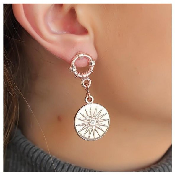 Rose Madalyon Kadın Küpe