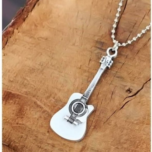 Gümüş Kaplama Erkek Gitar Kolye - 2