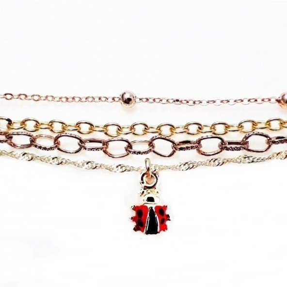 Çok Sıralı Kadın Uğur Böceği Bileklik - 6