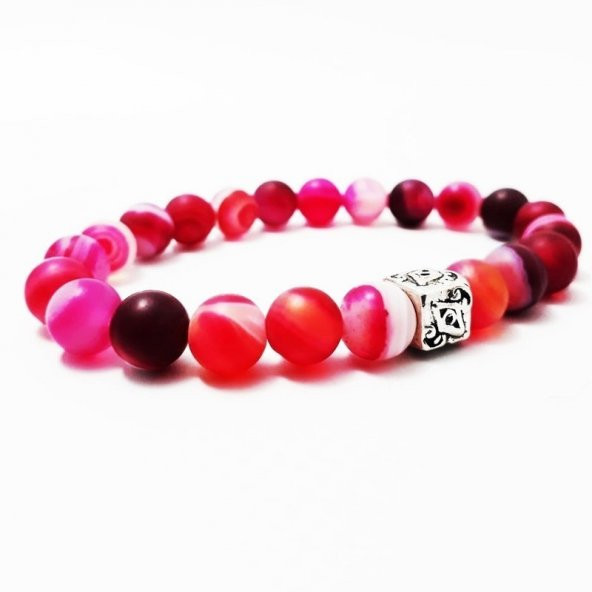 Pembe Akik Erkek Doğal Taş Bileklik - 7