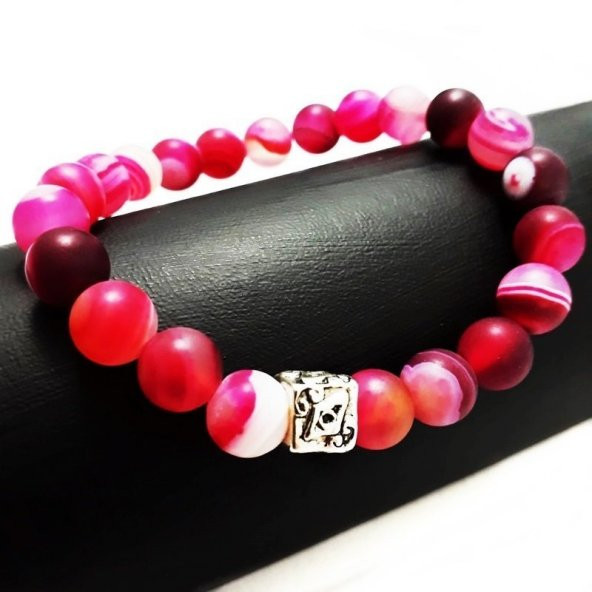 Pembe Akik Erkek Doğal Taş Bileklik - 8