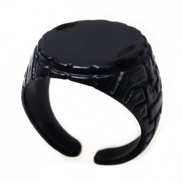 Mat Siyah Renk Erkek Taşsız Yüzük - 3