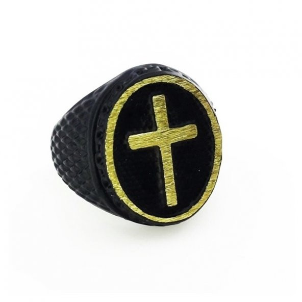 Mat Siyah Renk Gamerloot  Erkek Haç Yüzük - 2