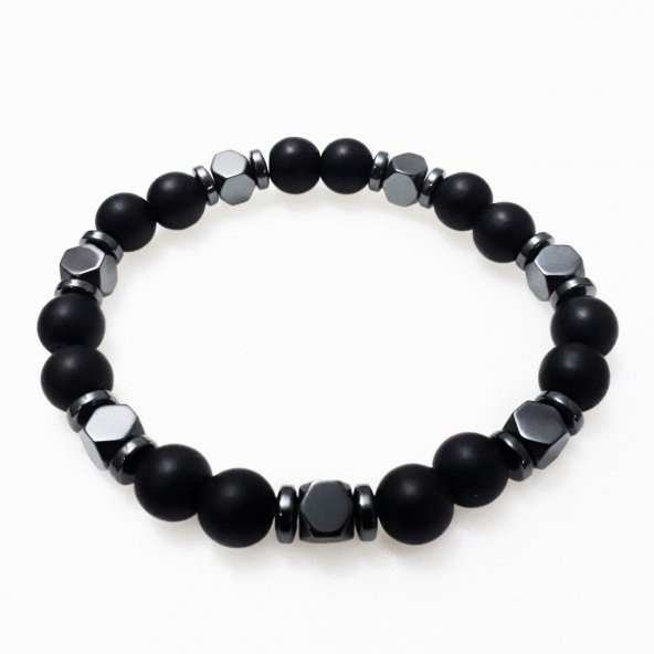 Hematit & Oniks Erkek Doğal Taş Bileklik - 4
