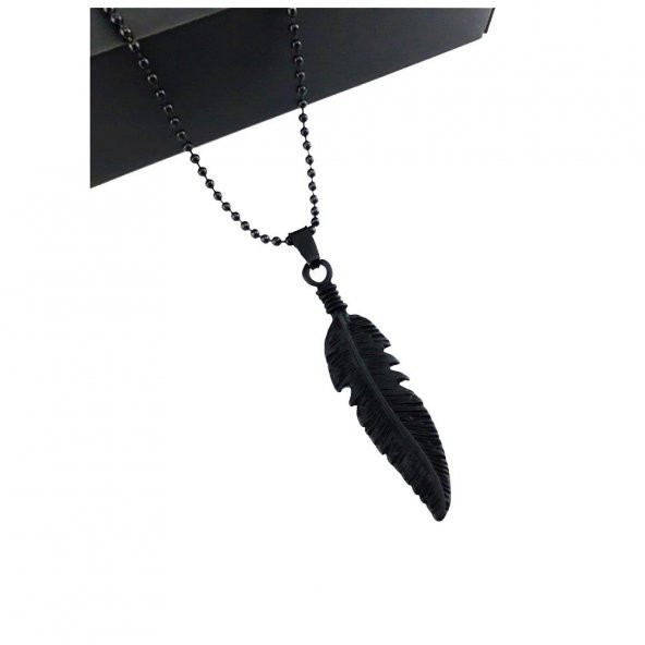 Siyah Renk Erkek Tüy Kolye - 2