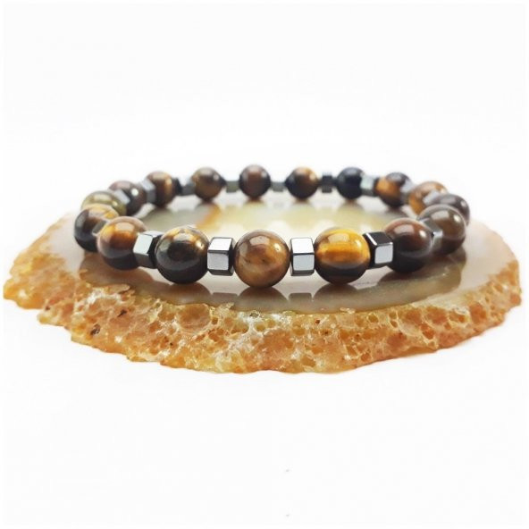 Kaplangözü - Altıgen Kesim Hematit Doğal Taş Erkek Bileklik