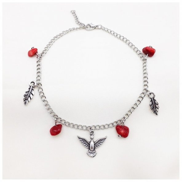 Mercan Doğal Taş Albatros Kuşu Halhal