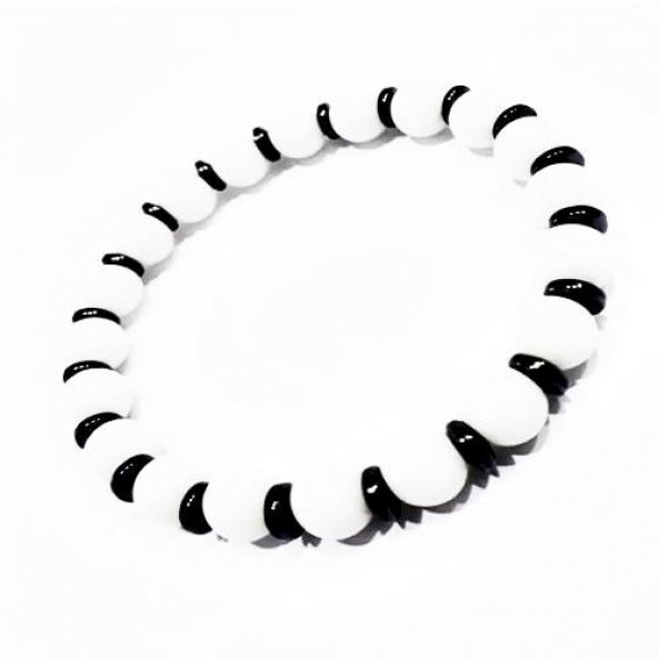 Beyaz Oniks - Hematit Doğal Taş Erkek Bileklik