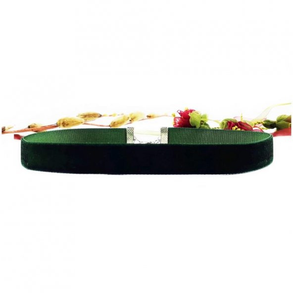Yeşil Renk Kadife Kadın Choker Kolye