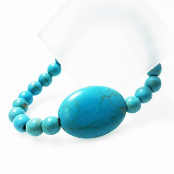 Turkuaz Doğal Taş Kadın Bileklik - 3