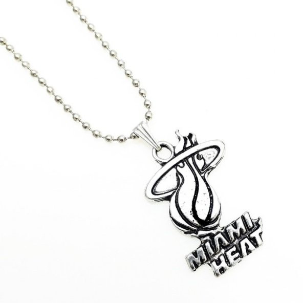 Gümüş Renk Erkek Miami Heat Kolye - 2
