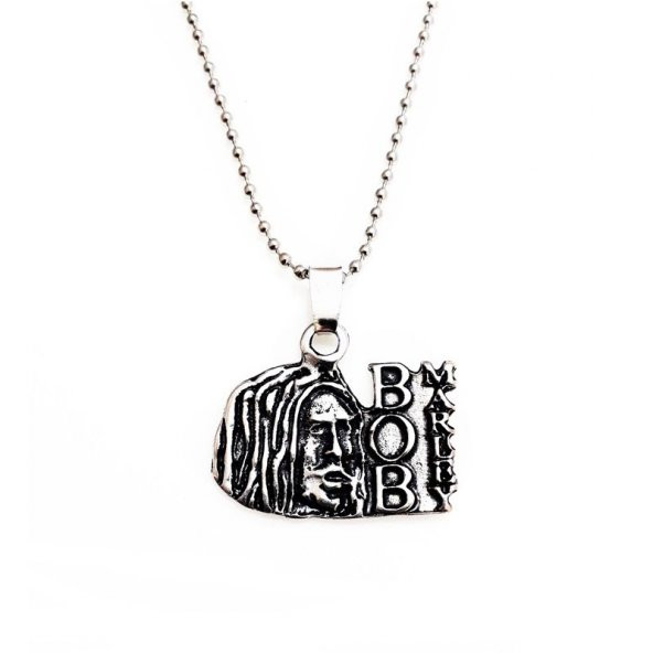 Gümüş Renk Erkek Bob Marley Kolye