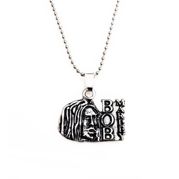 Gümüş Renk Erkek Bob Marley Kolye - 5