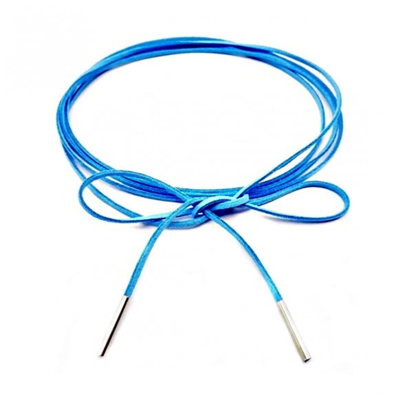 Mavi Renk Kadın Süet Bağcıklı Choker Kolye ürün görseli