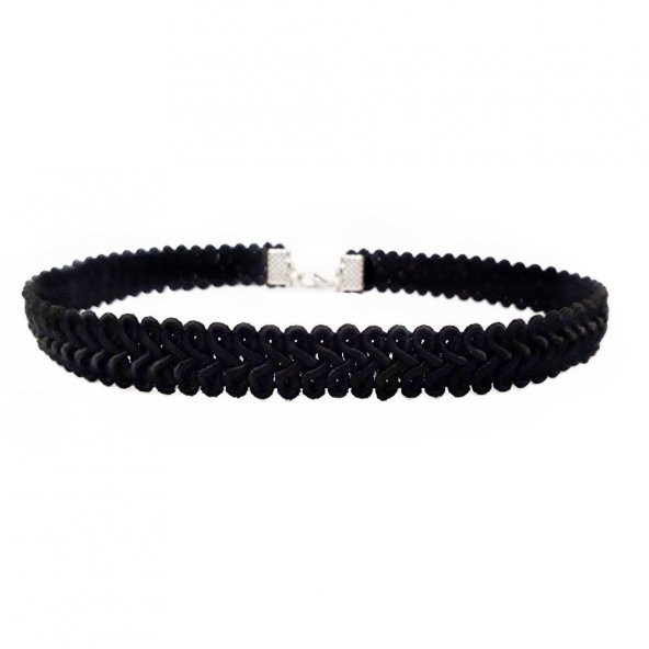 Siyah Örme Kadın Choker Kolye - 3