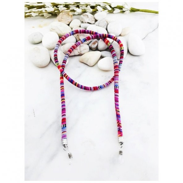 Pembe Renk Retro Kadın Gözlük İpi - 2