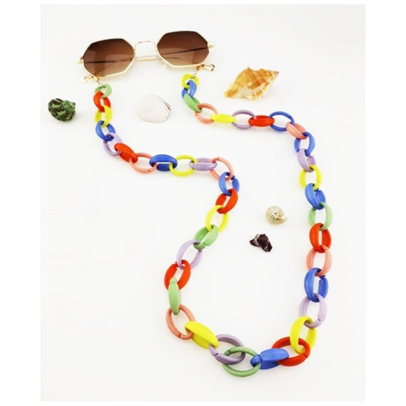 Renkli Mat Akrilik Kadın Gözlük Zinciri