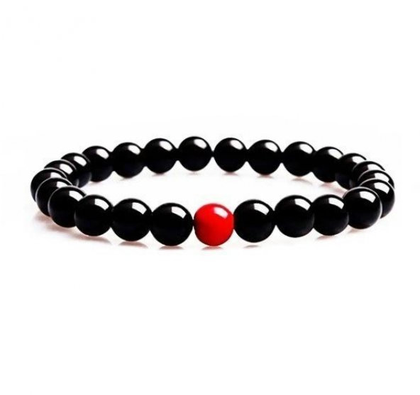 Oniks-Mercan Doğal Taş Erkek Bileklik - 3