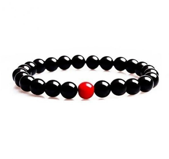 Oniks-Mercan Doğal Taş Erkek Bileklik - 5