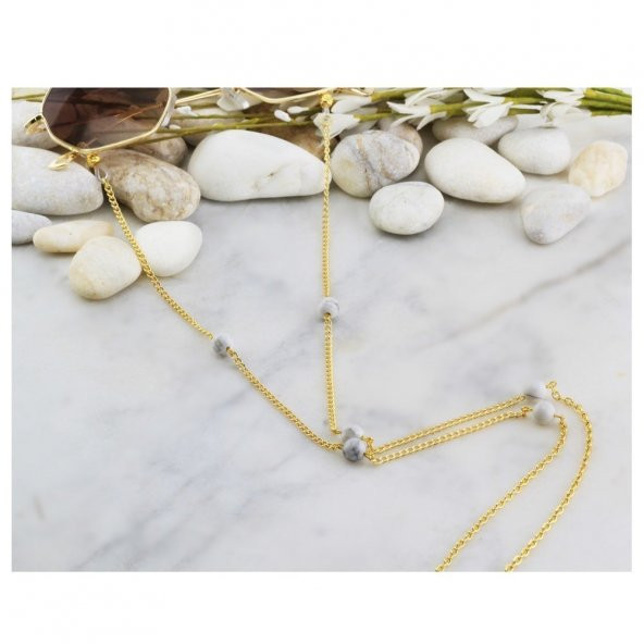 Havlit Doğal Taş Kadın Gözlük Zinciri - 5