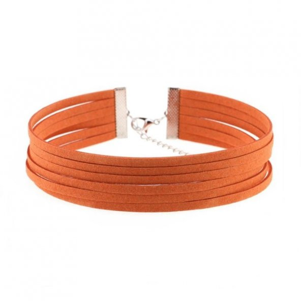 Turuncu Renk Kadın Süet Choker