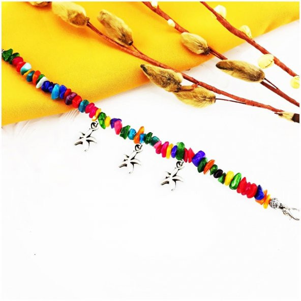 Sedef Doğal Taş Renkli Kadın Halhal