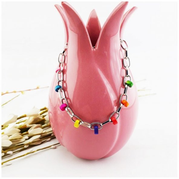 Karışık Renkli Kadın Ahşap Bambu Boncuk Halhal ürün görseli