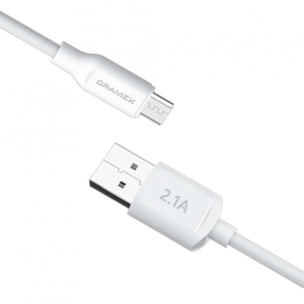 Dramex D21MK Micro USB Data/Şarj Kablosu 2.1A 1mt Beyaz - 2