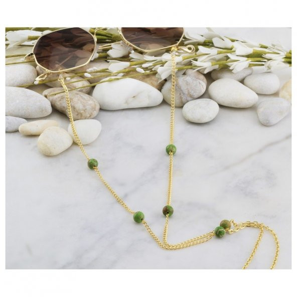 Yeşil Renk Varasit Doğal Taş Kadın Gözlük zinciri