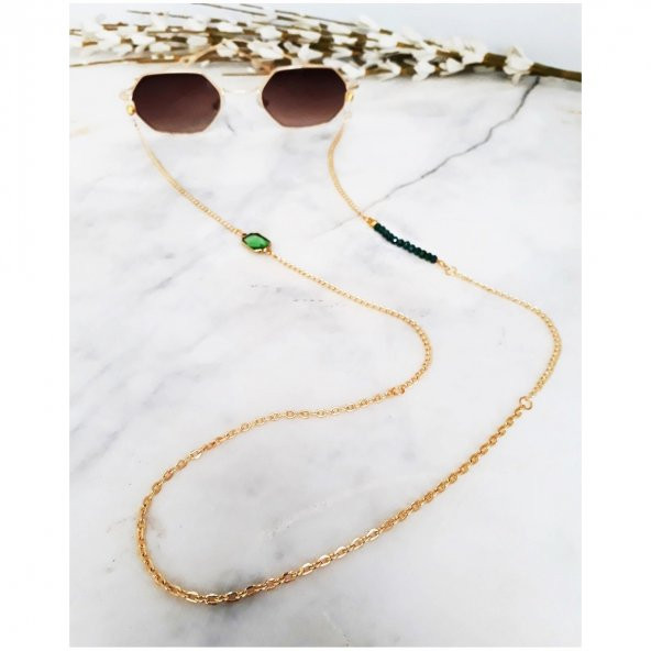 Yeşil Kristal Taş Kadın Gözlük Zinciri