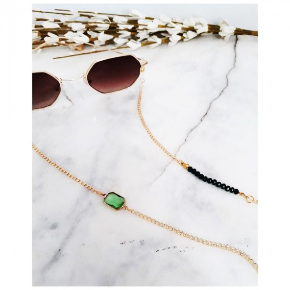 Yeşil Kristal Taş Kadın Gözlük Zinciri - 2