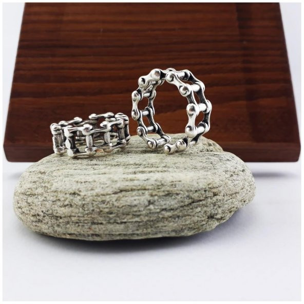 Gümüş Kaplama Zincir Erkek Yüzük